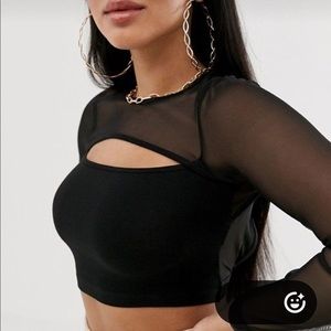 Women Crop Mesh Top
